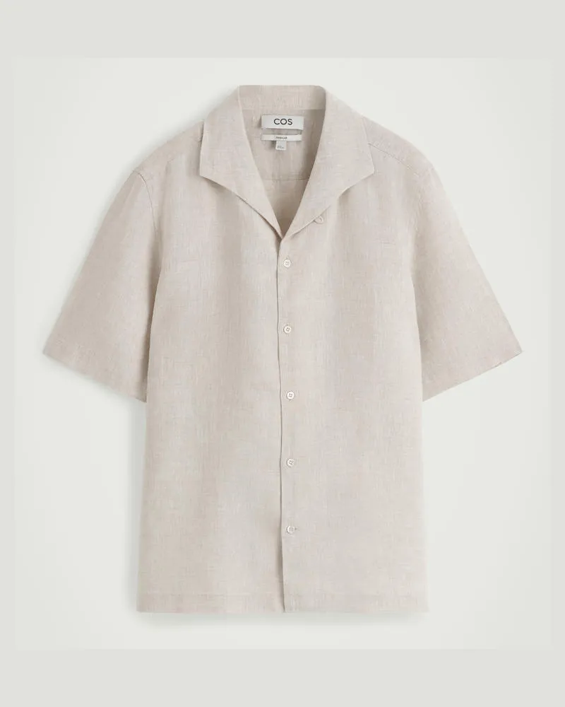 COS Kurzarmhemd Aus Leinen Beige