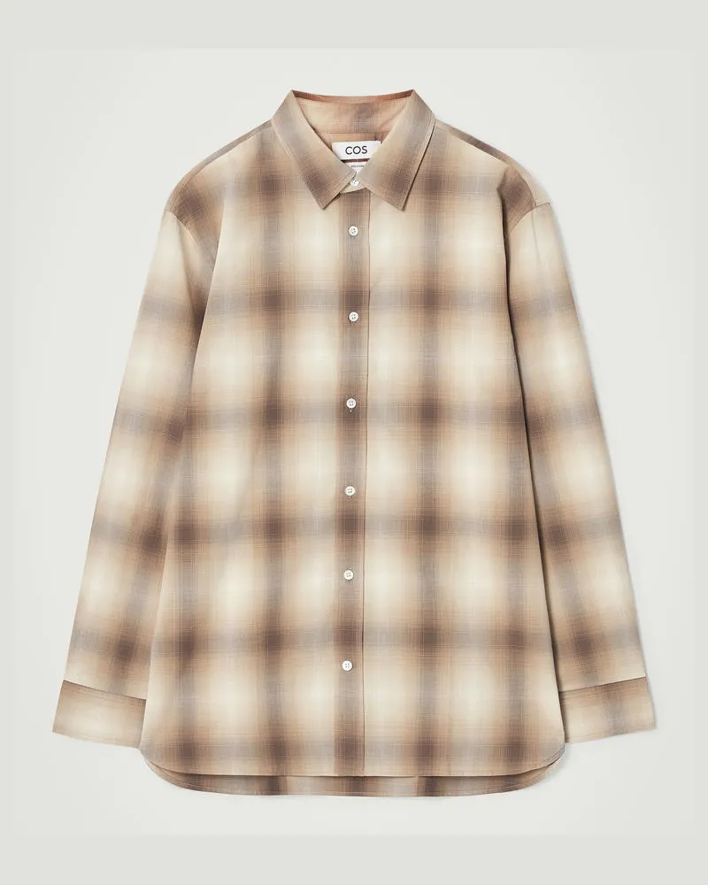COS Lockeres Kariertes Baumwollhemd Beige