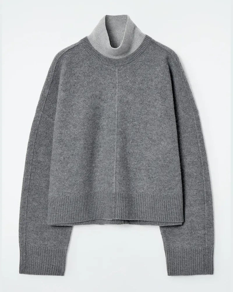 COS Colour-Block-Wollpullover In Lagen-Optik Grau