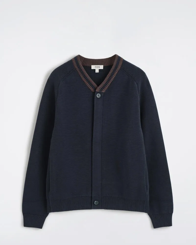 COS Strickjacke Aus Baumwoll-Mix Blau
