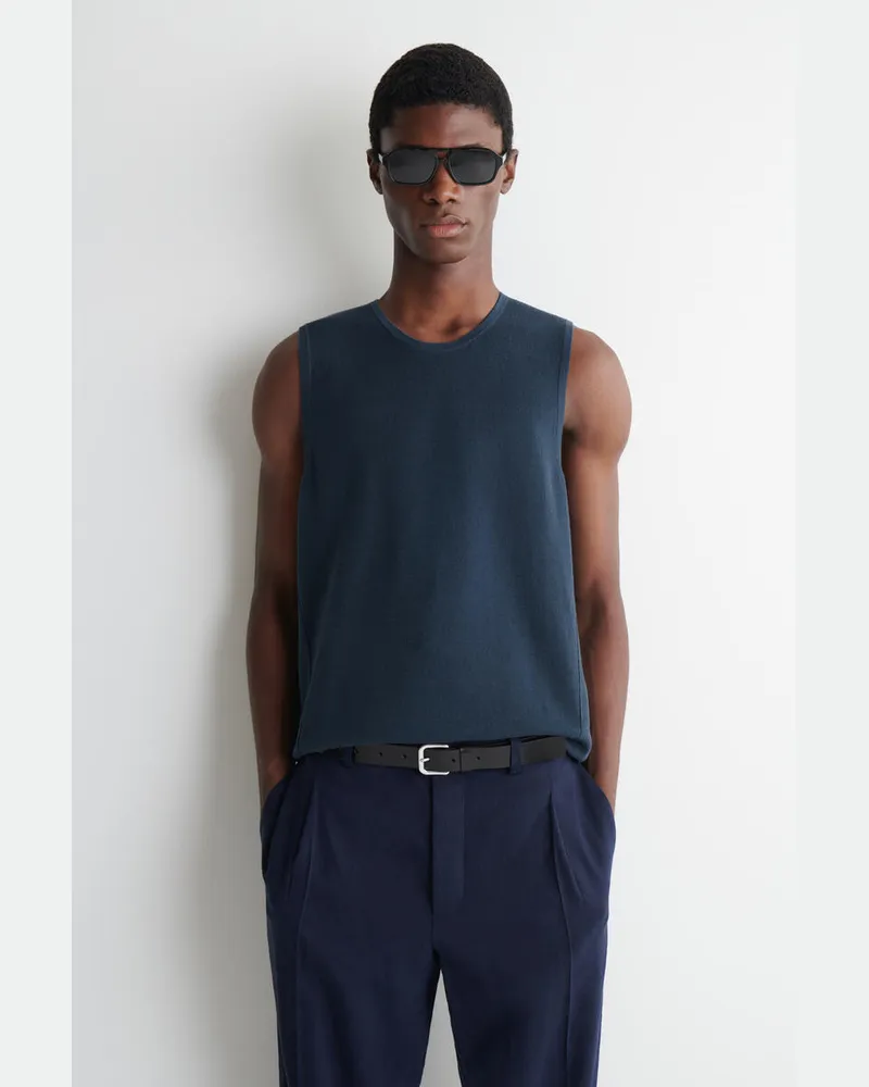 COS Strick-Tanktop Aus Leinen Blau