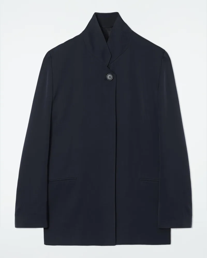 COS Smoking-Blazer Aus Satin Mit Stehkragen Blau