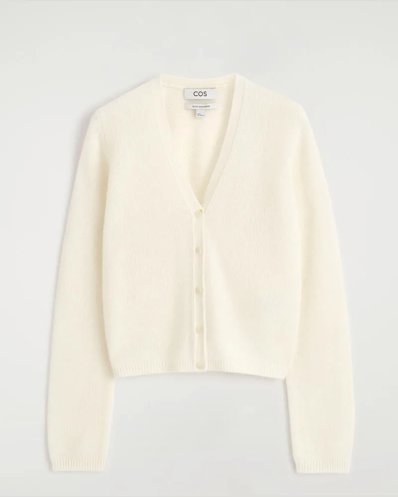 COS Strickjacke Aus Kaschmir Mit V-Ausschnitt Weiß
