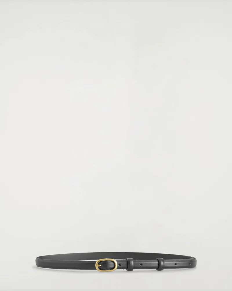 COS Schmaler Ledergürtel Mit Ovaler Schnalle Schwarz