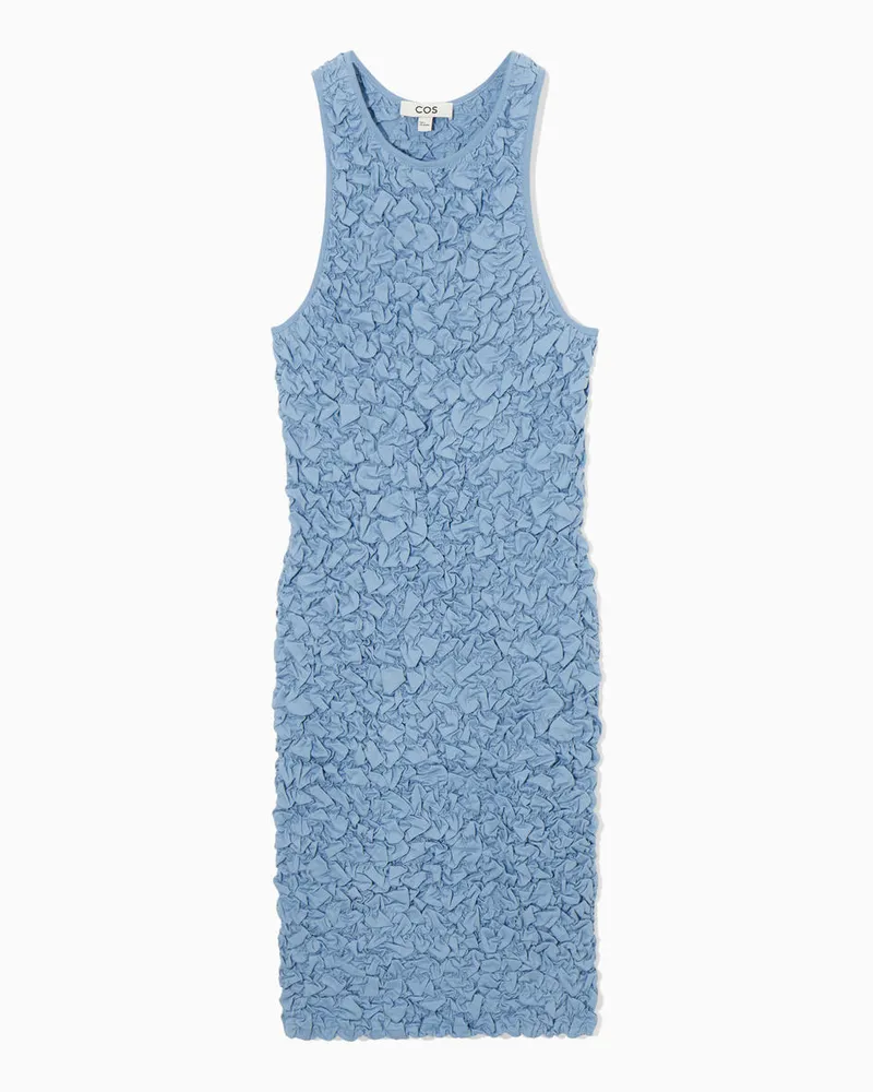 COS Gesmoktes Ärmelloses Kleid Blau