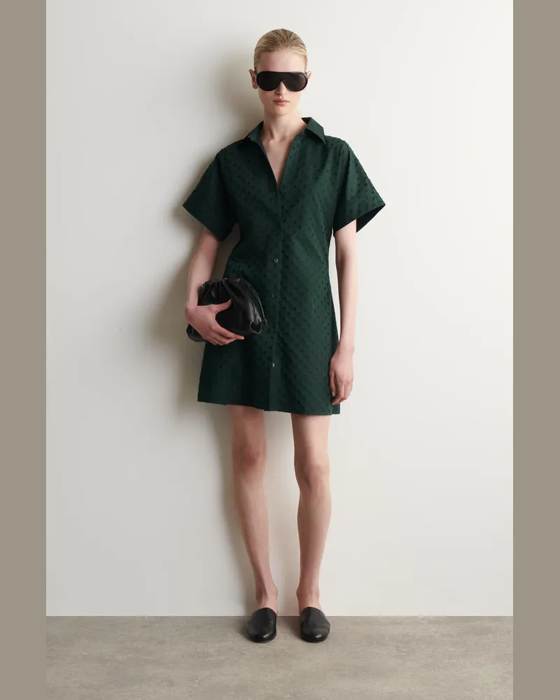 COS Hemdkleid Aus Baumwolle Mit Polka-Dots Grün