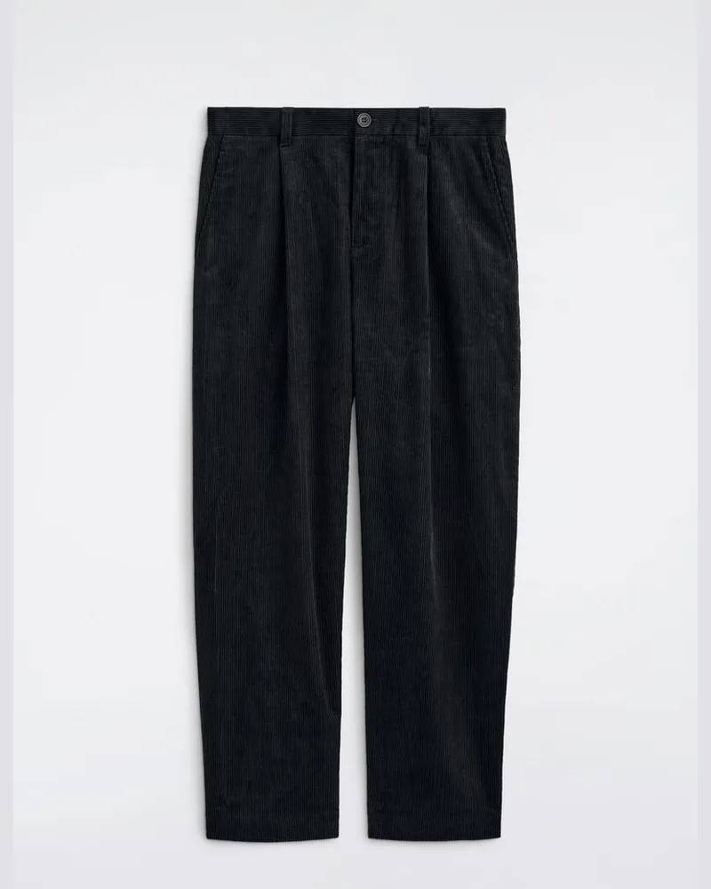 COS Lockere, Schmal Zulaufende Cordhose Mit Falten Schwarz