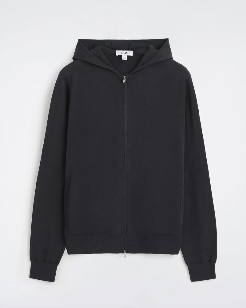 COS Kapuzenjacke Aus Merinowolle Mit Reissverschluss Grau