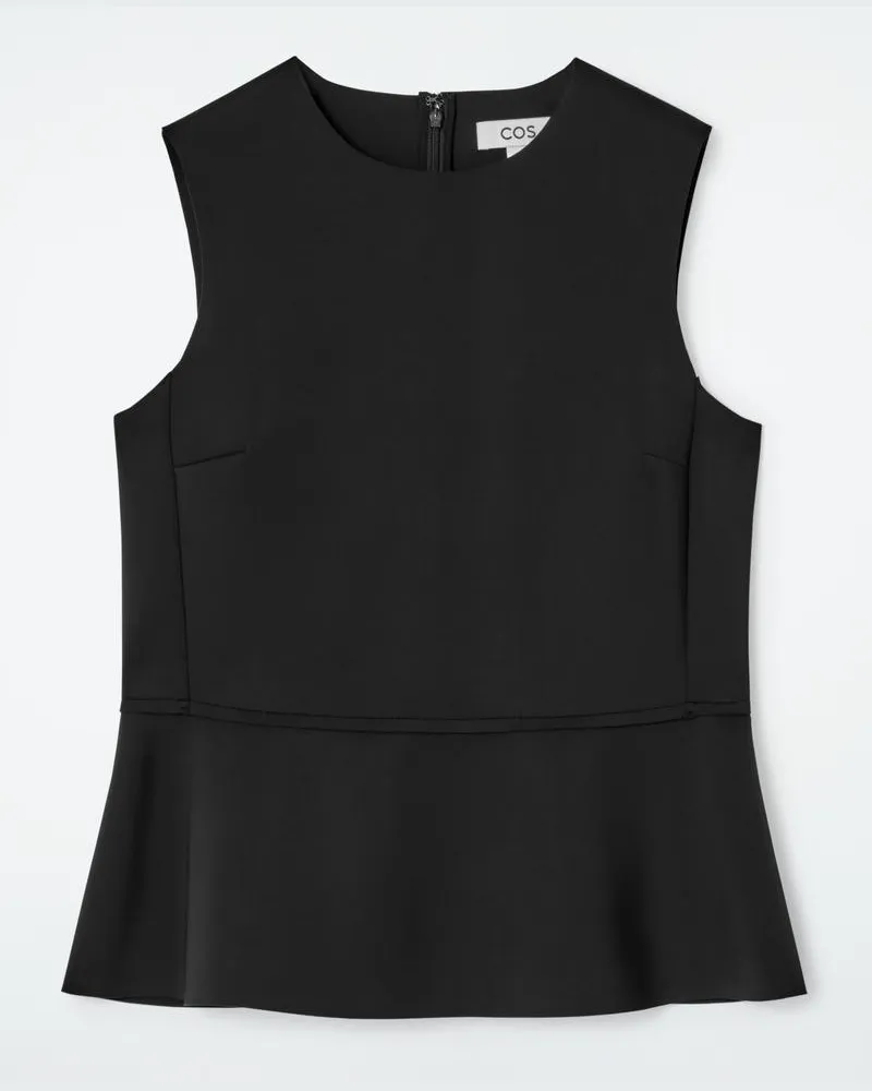 COS Tanktop Aus Scuba Mit Schösschen Schwarz