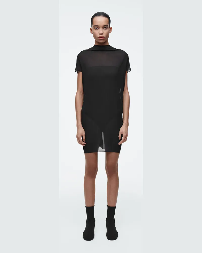 COS Drapiertes Durchscheinendes Minikleid Schwarz