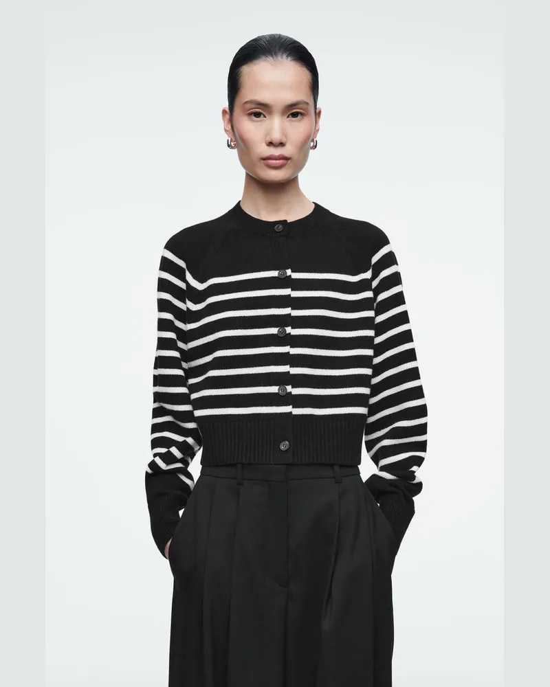 COS Verkürzte Strickjacke Aus Wolle Schwarz