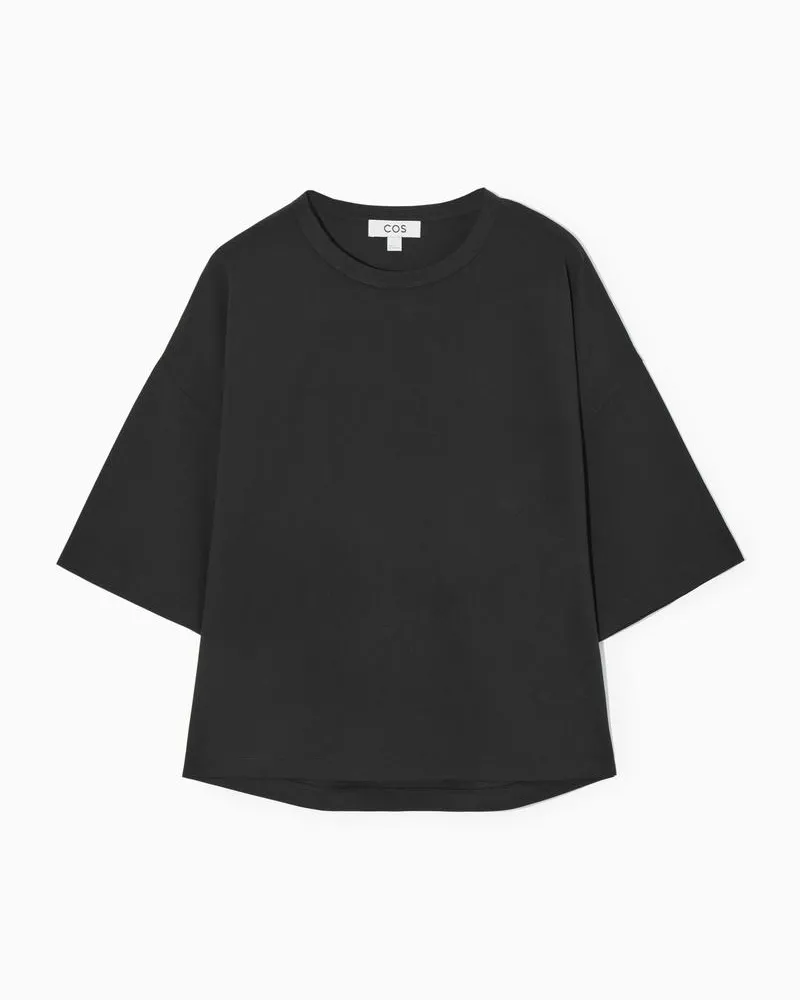 COS Kastenförmiges T-Shirt Mit Abgerundetem Saum Schwarz