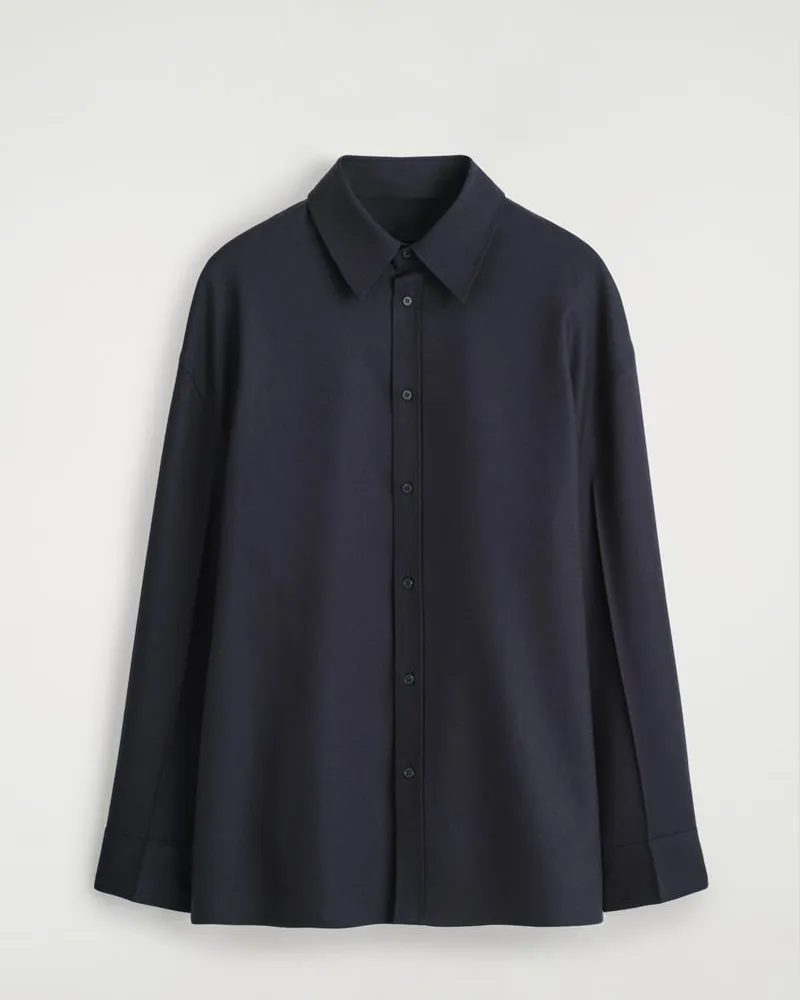 COS Flanellhemd Aus Wolle Blau