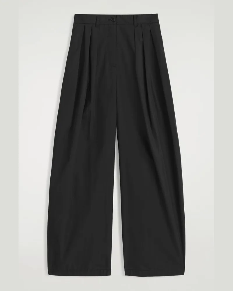 COS Hose Aus Baumwolle Mit Weitem Bein Und Falten Schwarz