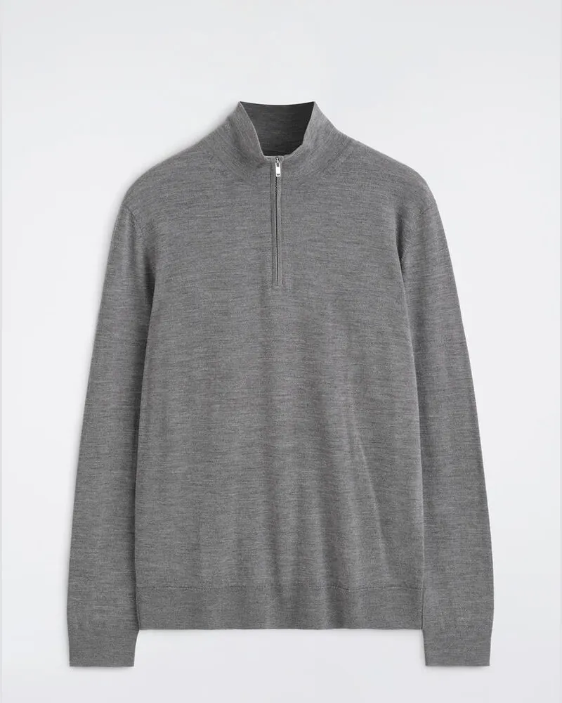 COS Pullover Aus Merinowolle Mit Reissverschluss Grau