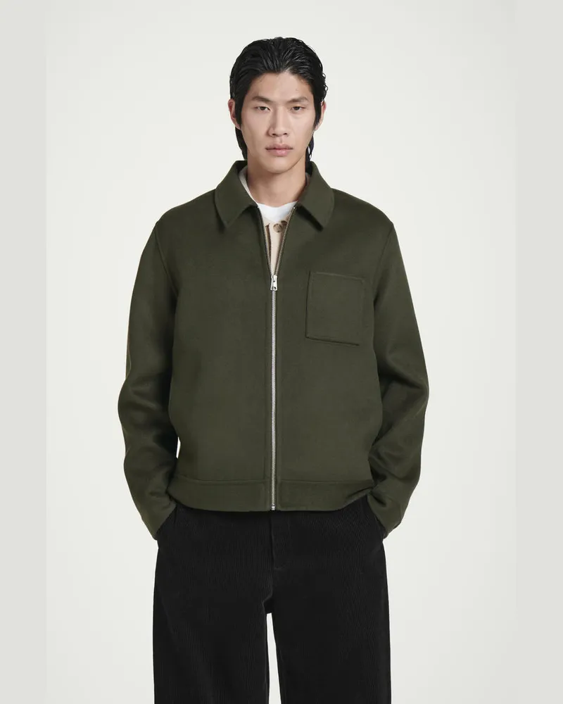 COS Harrington-Wolljacke Aus Doubleface-Material Grün