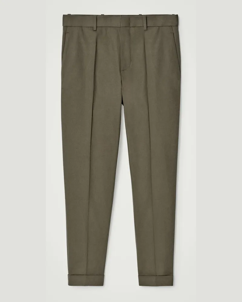 COS Schmal Zulaufende Twillhose Mit Umschlag Grün