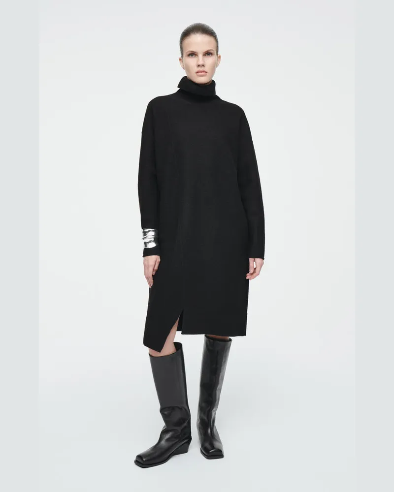 COS Asymmetrisches Kleid Aus Merinowolle Schwarz
