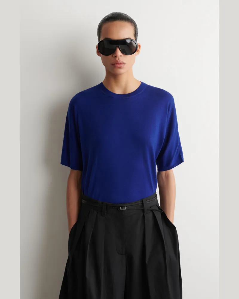 COS Strick-T-Shirt Aus Merinowolle Blau