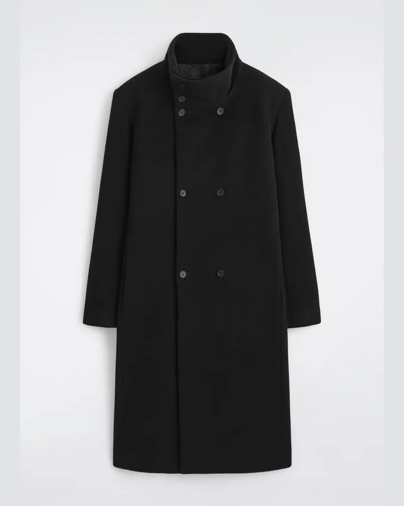 COS Eleganter Wollmantel Mit Trichterkragen Schwarz