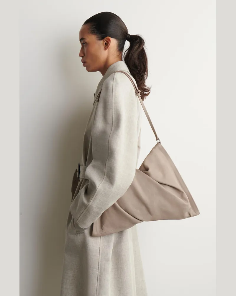 COS Leder-Clutch Mit Dreheffekt Beige