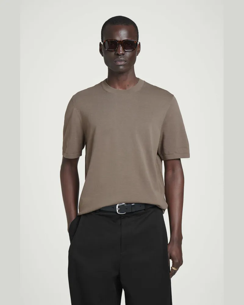 COS Strick-T-Shirt Aus Baumwolle Beige