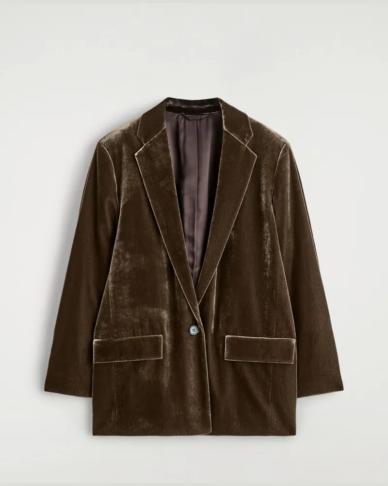 COS Einreihiger Samtblazer Braun