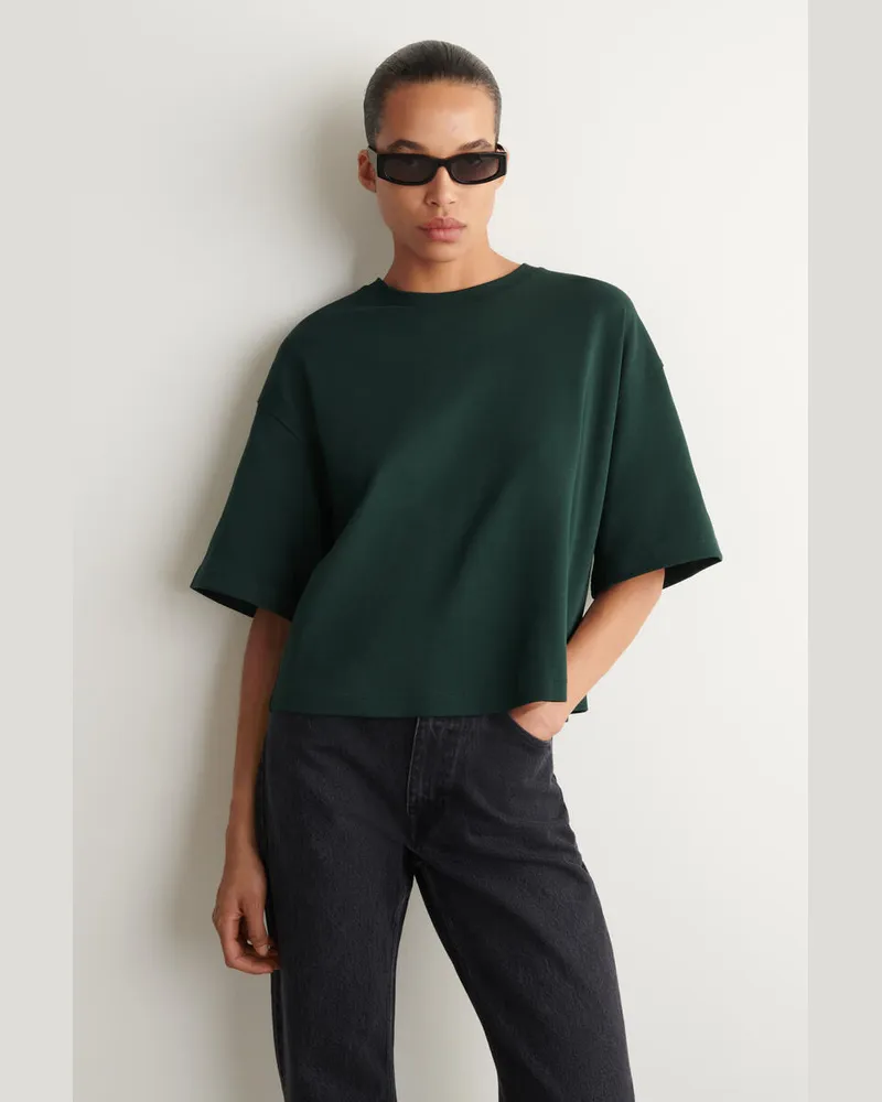COS Kastenförmiges Oversized-T-Shirt Aus Baumwolle Grün