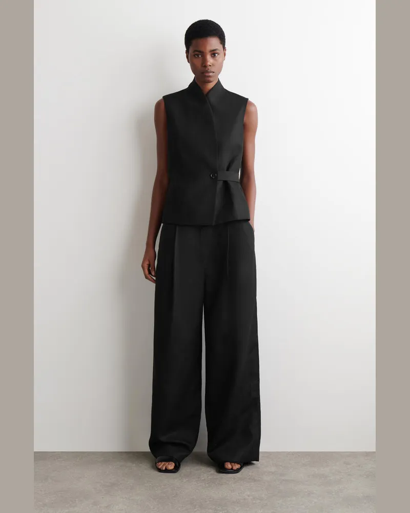 COS Lockere Hose Aus Leinen-Mix Mit Weitem Bein Schwarz