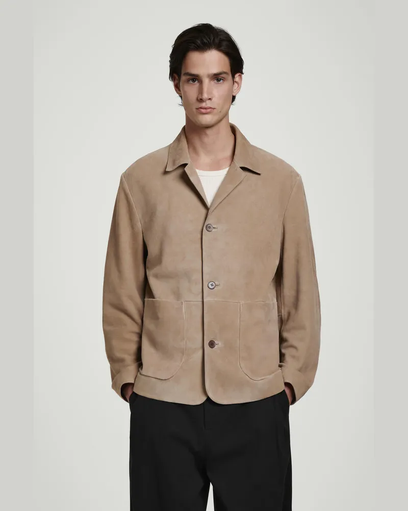 COS Lockere Jacke Aus Veloursleder Beige