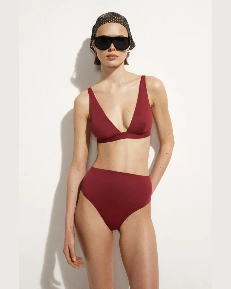 COS Bikinioberteil Aus Scuba Mit V-Ausschnitt Rot
