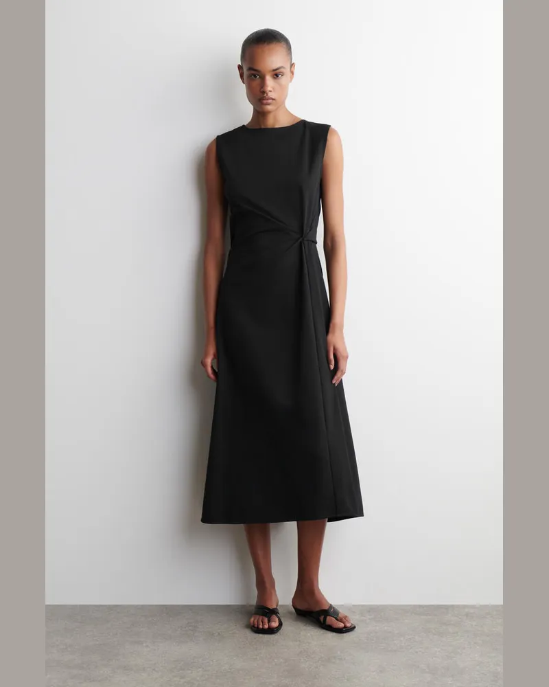 COS Midikleid Mit Twist-Detail Schwarz