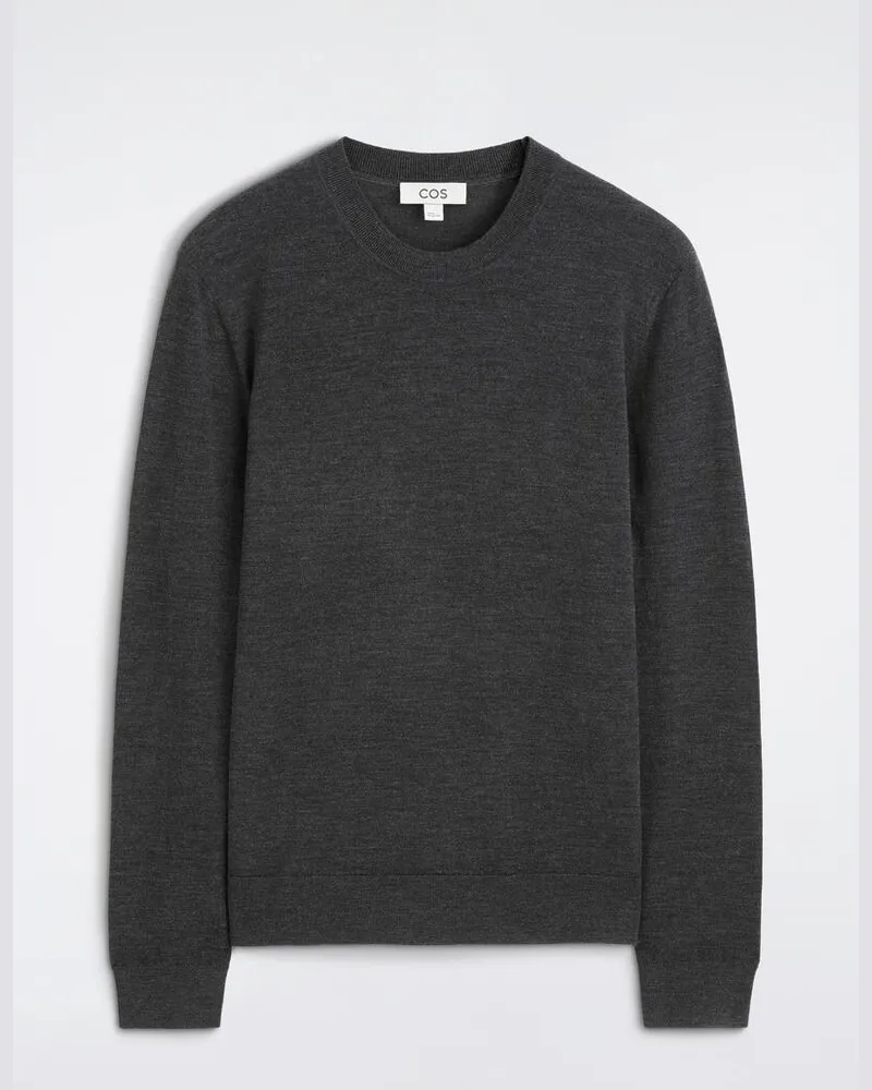 COS Schmaler Merinowollpullover Mit Rundhalsausschnitt Grau