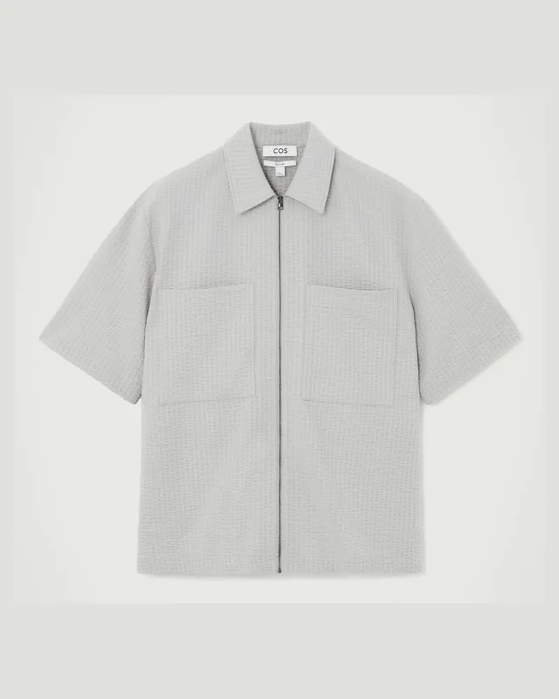 COS Lockeres Seersucker-Baumwollhemd Grau