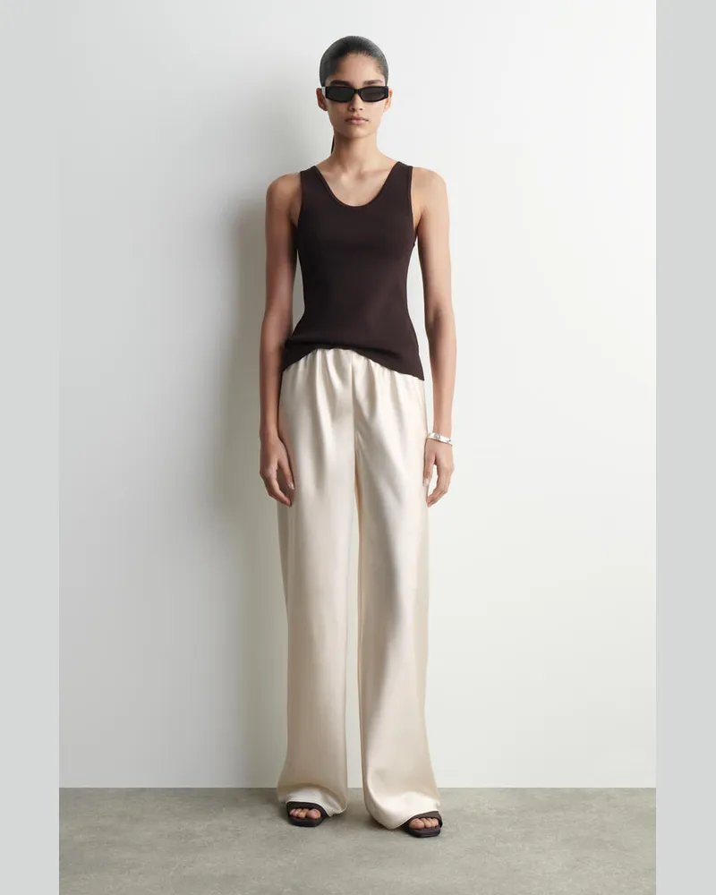 COS Hose Aus Satin Mit Weitem Bein Weiß