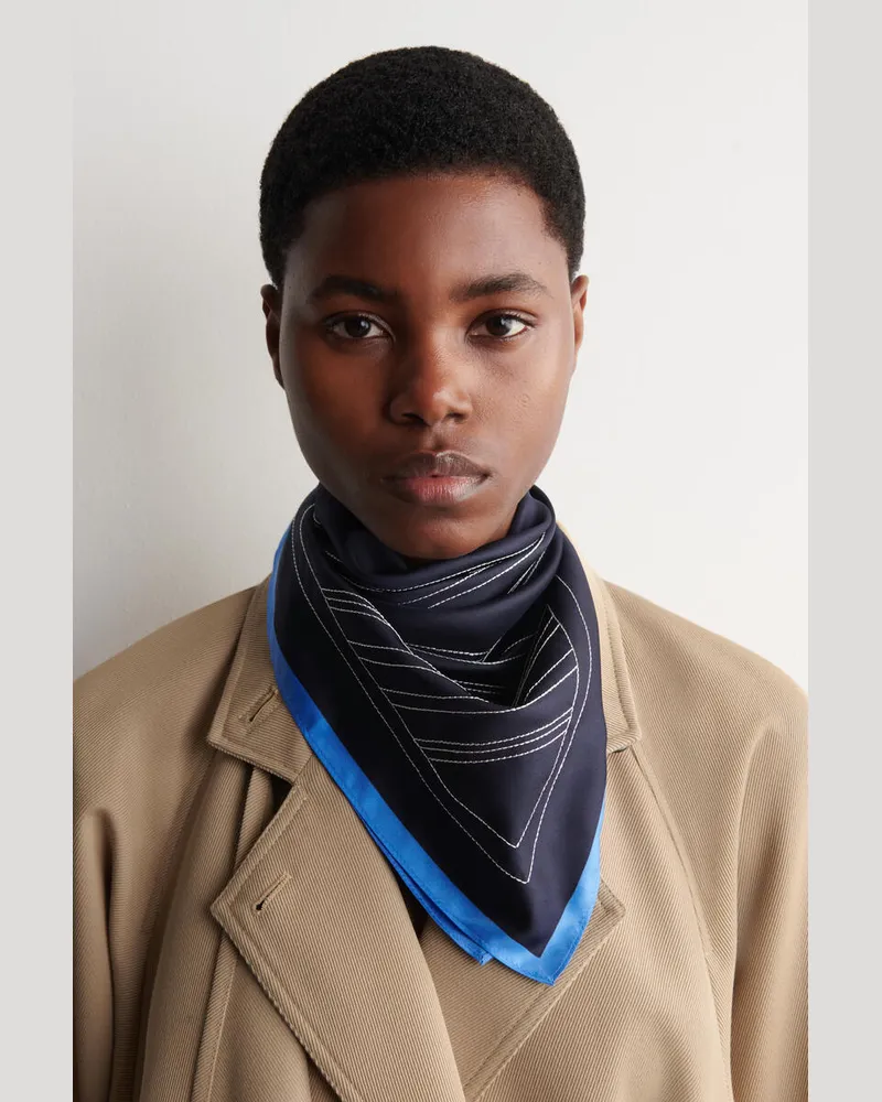 COS Seidenschal Mit Stickerei Blau