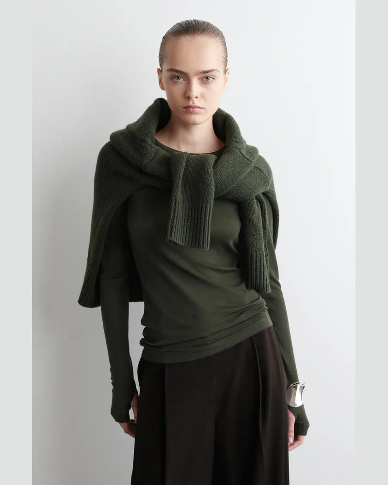 COS Schmal Geschnittenes Oberteil Aus Merinowolle Grün