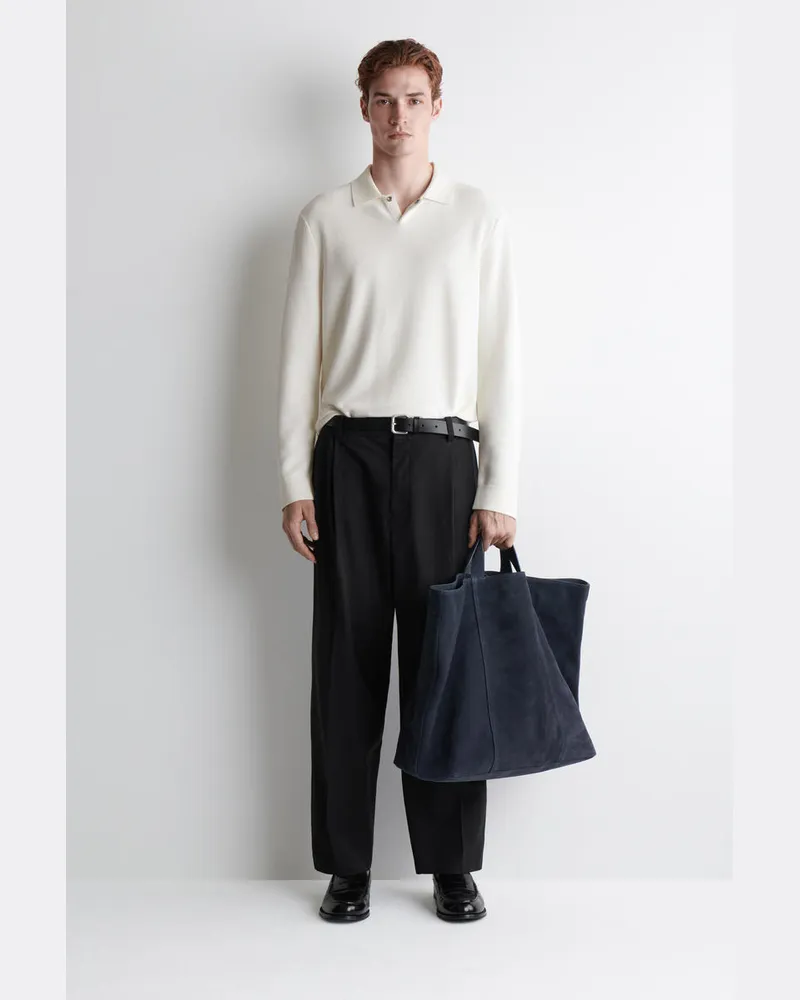 COS Wandelbare Tote Bag - Veloursleder Blau