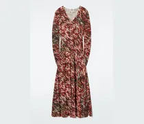 Halbtransparentes Gestricktes Maxikleid Mit Print