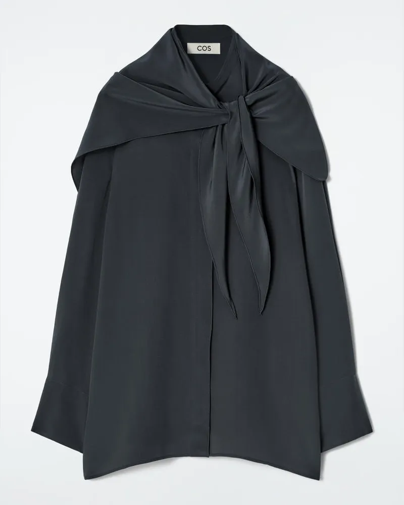 COS Hemd Aus Seide Mit Schaldetail Grau