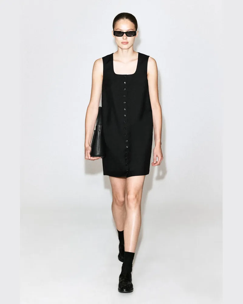 COS Minikleid Aus Woll-Twill Mit Knöpfen Schwarz