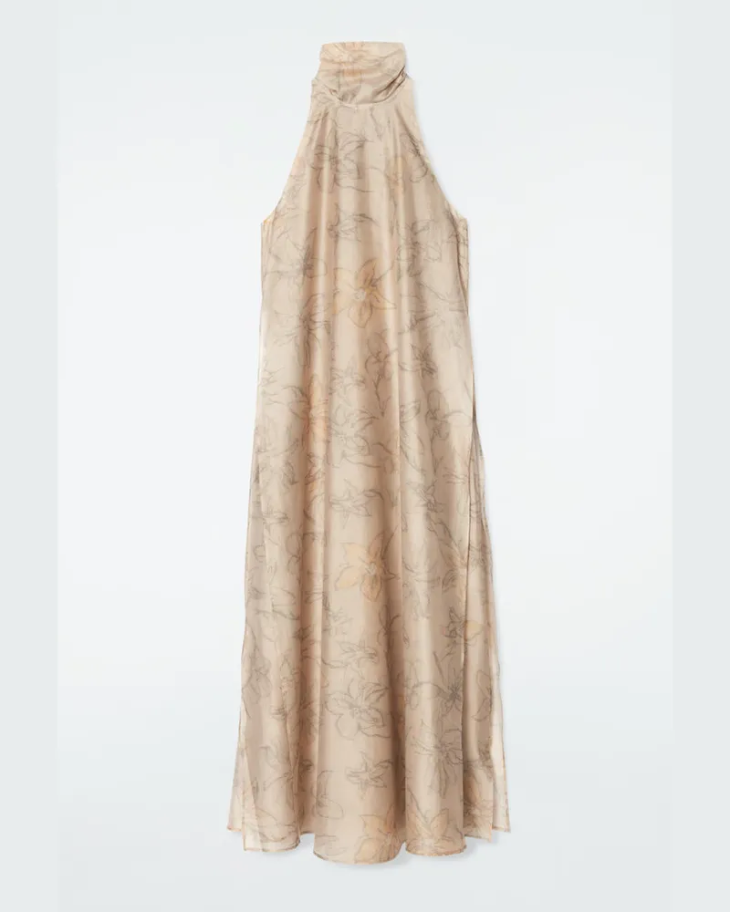 COS Neckholder-Maxikleid In A-Linie Mit Floralem Print Beige