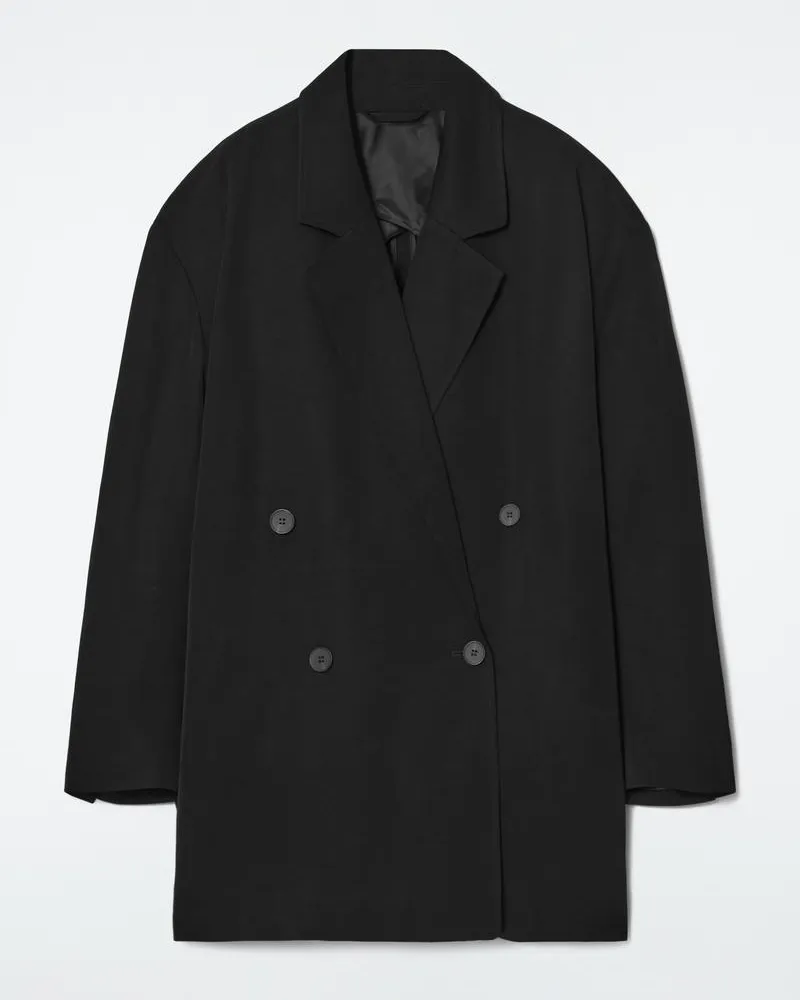 COS Doppelreihiger Drapierter Oversized-Blazer Schwarz