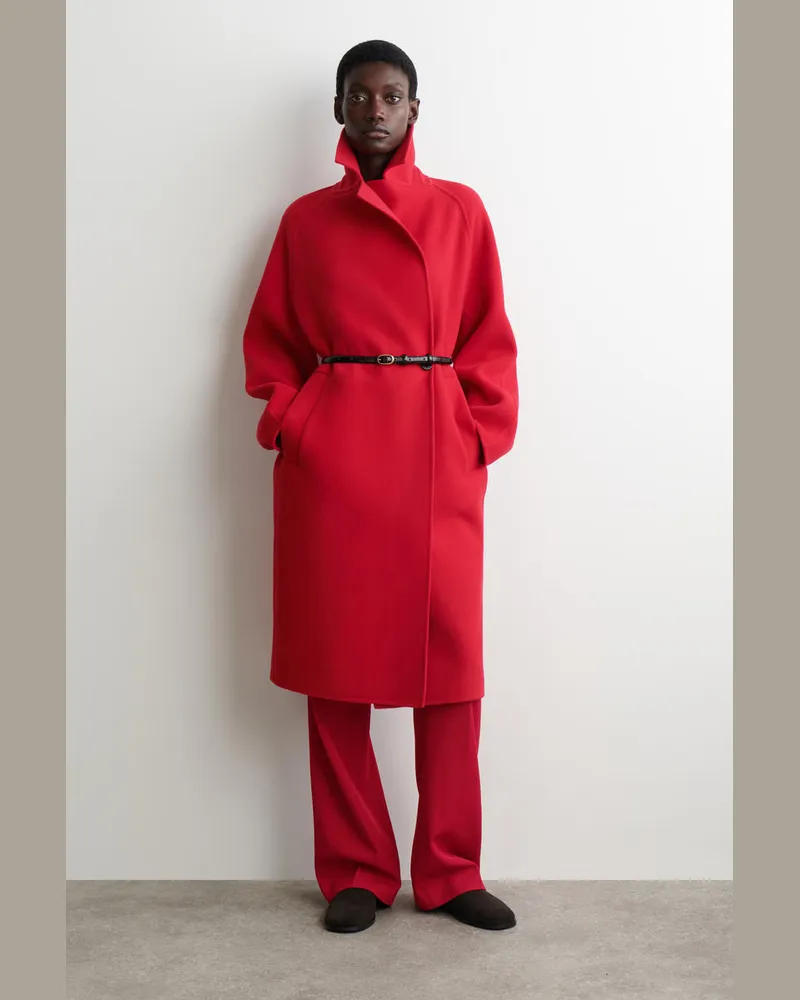 COS Zweireihiger Oversized-Wollmantel Rot