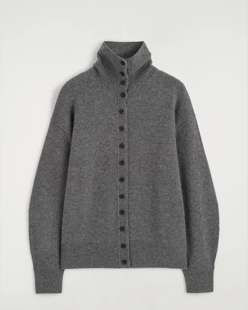 COS Strickjacke Aus Kaschmir Mit Stehkragen Grau