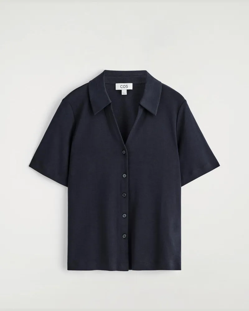 COS Freizeithemd Aus Baumwolljersey Blau
