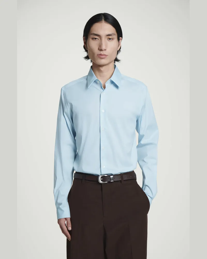 COS Hemd Aus Popeline Mit Schmaler Passform Blau