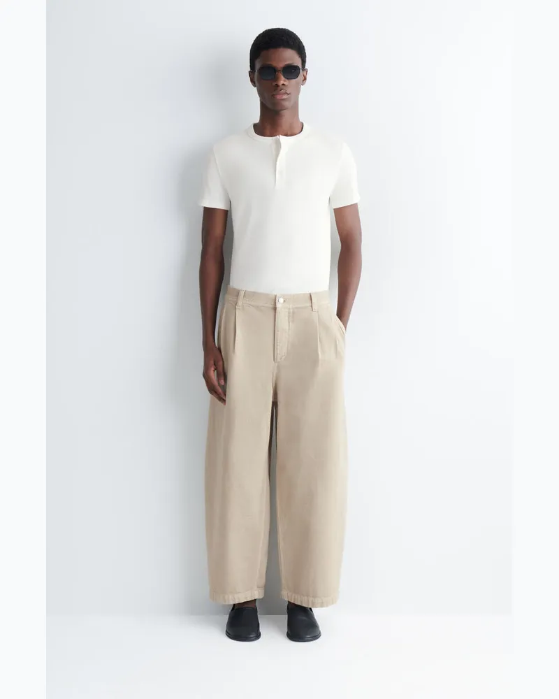 COS Lockere Hose Aus Denim Mit Barrel-Bein Und Falten Beige