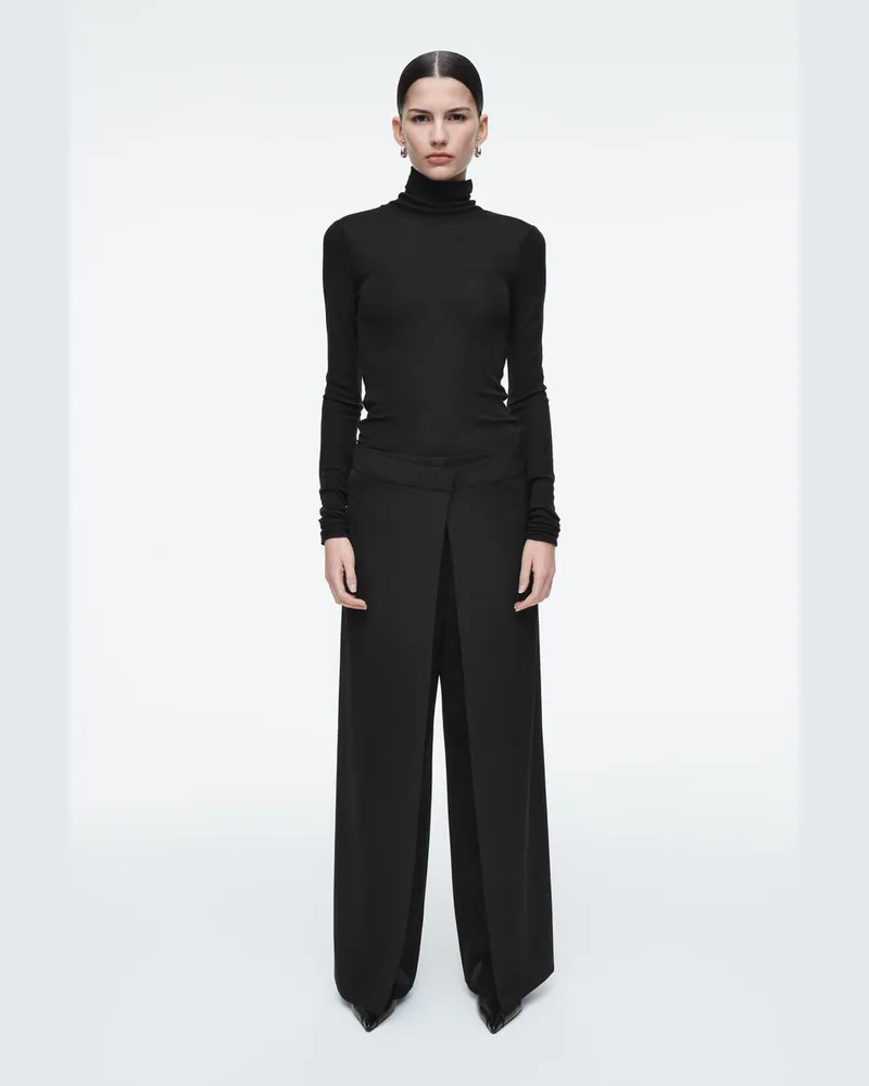 COS Hose Mit Geradem Bein Und Wickelfront Schwarz