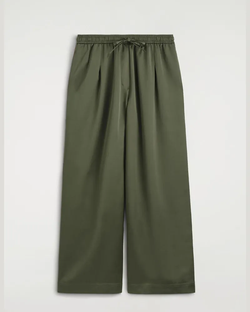 COS Hose Aus Satin Mit Falten Und Kordelzug Grün